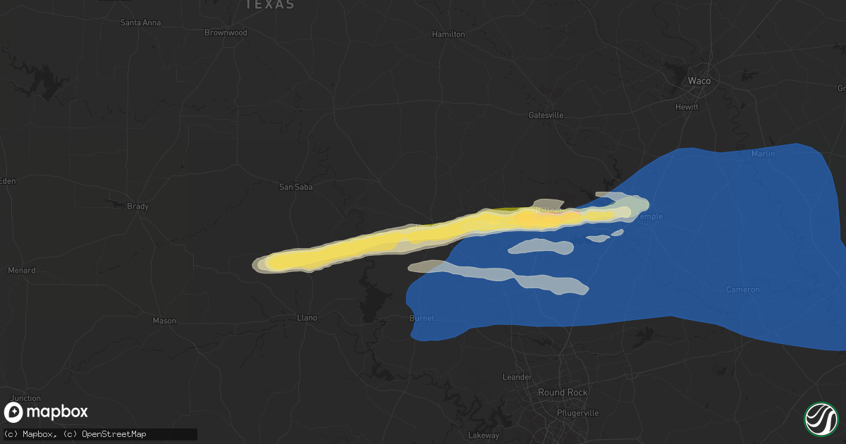 Hail map in Lampasas, TX on October 24, 2022