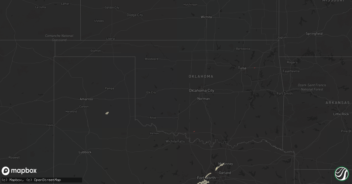 Hail map in Oklahoma on October 24, 2022