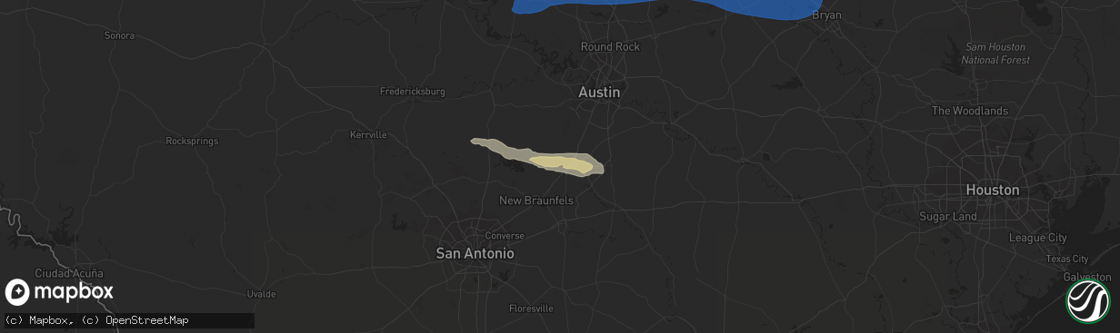 Hail map in San Marcos, TX on October 24, 2022