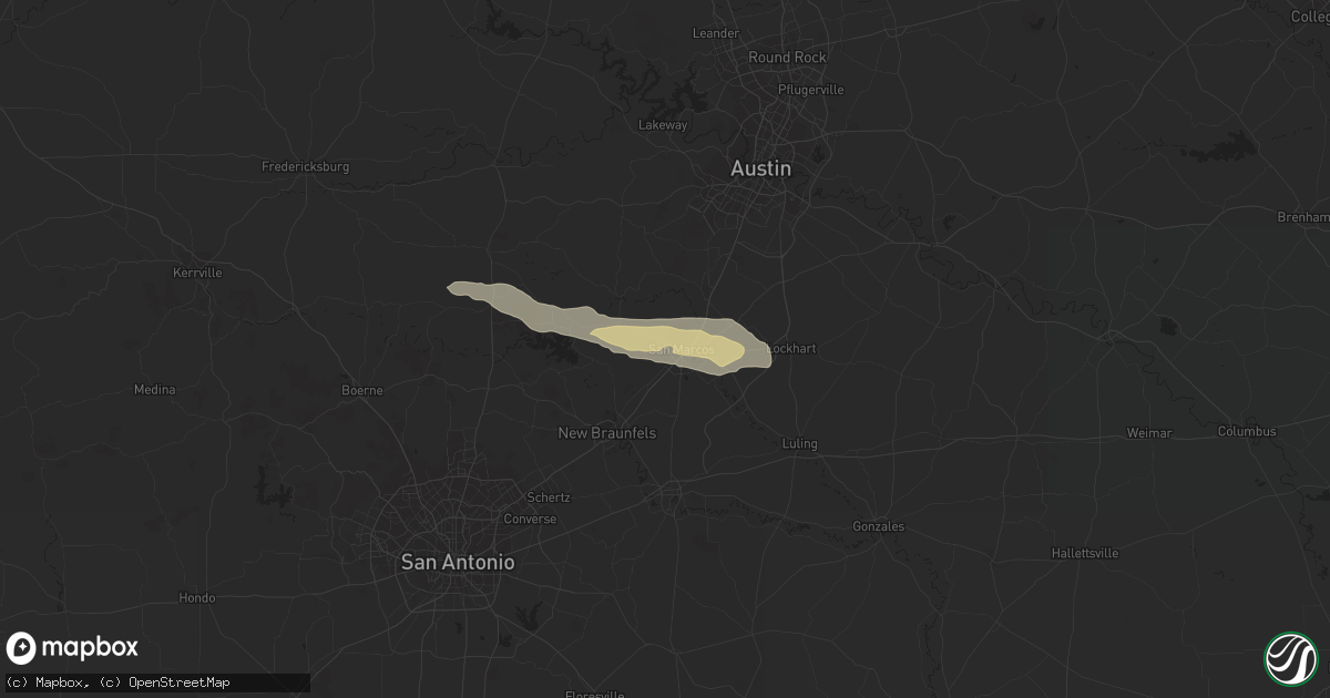 Hail map in San Marcos, TX on October 24, 2022