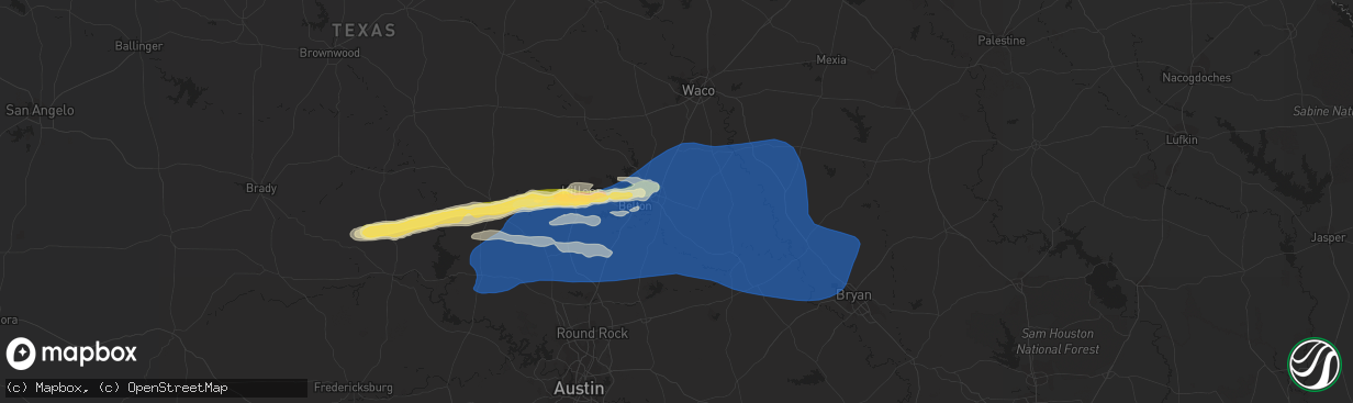 Hail map in Temple, TX on October 24, 2022