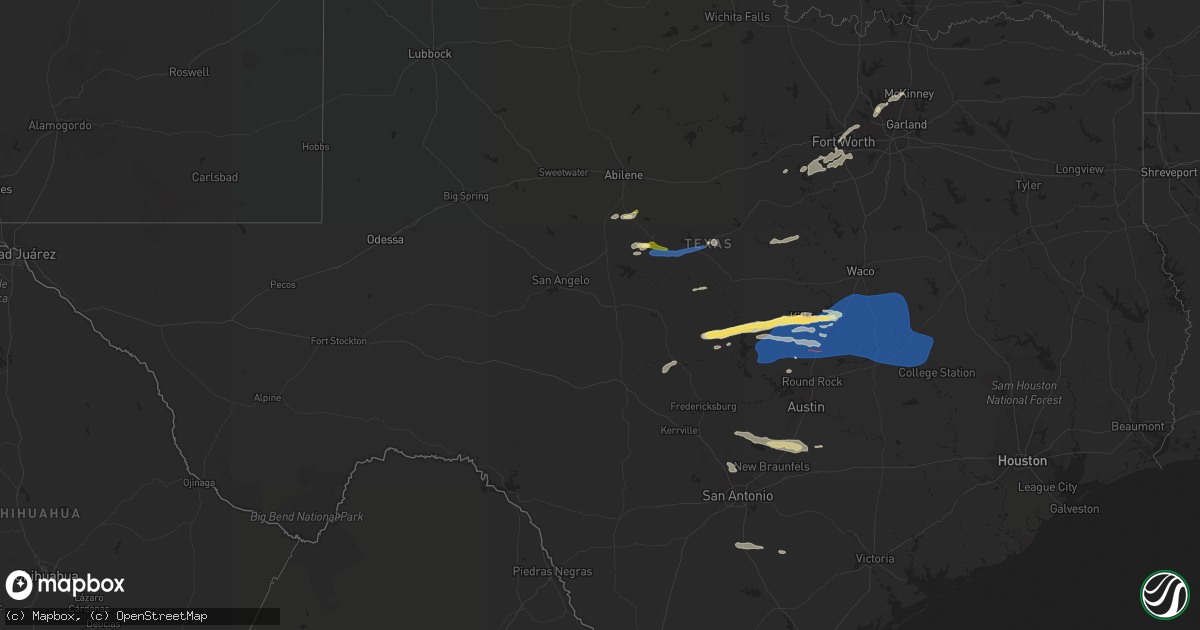 Hail map in Texas on October 24, 2022