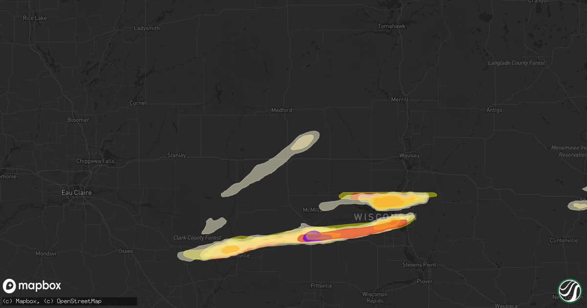 Hail map in Abbotsford, WI on October 24, 2023