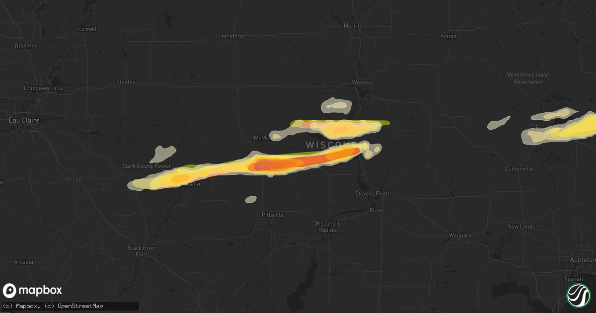 Hail map in Auburndale, WI on October 24, 2023