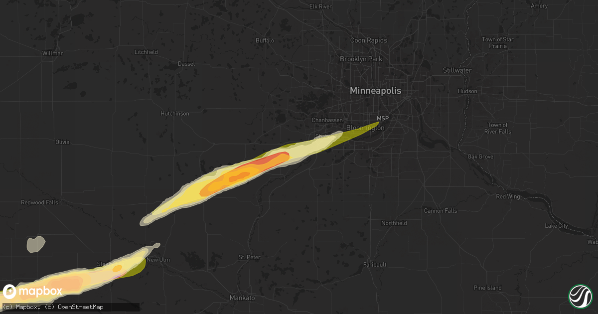 Hail map in Carver, MN on October 24, 2023