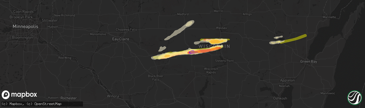 Hail map in Chili, WI on October 24, 2023