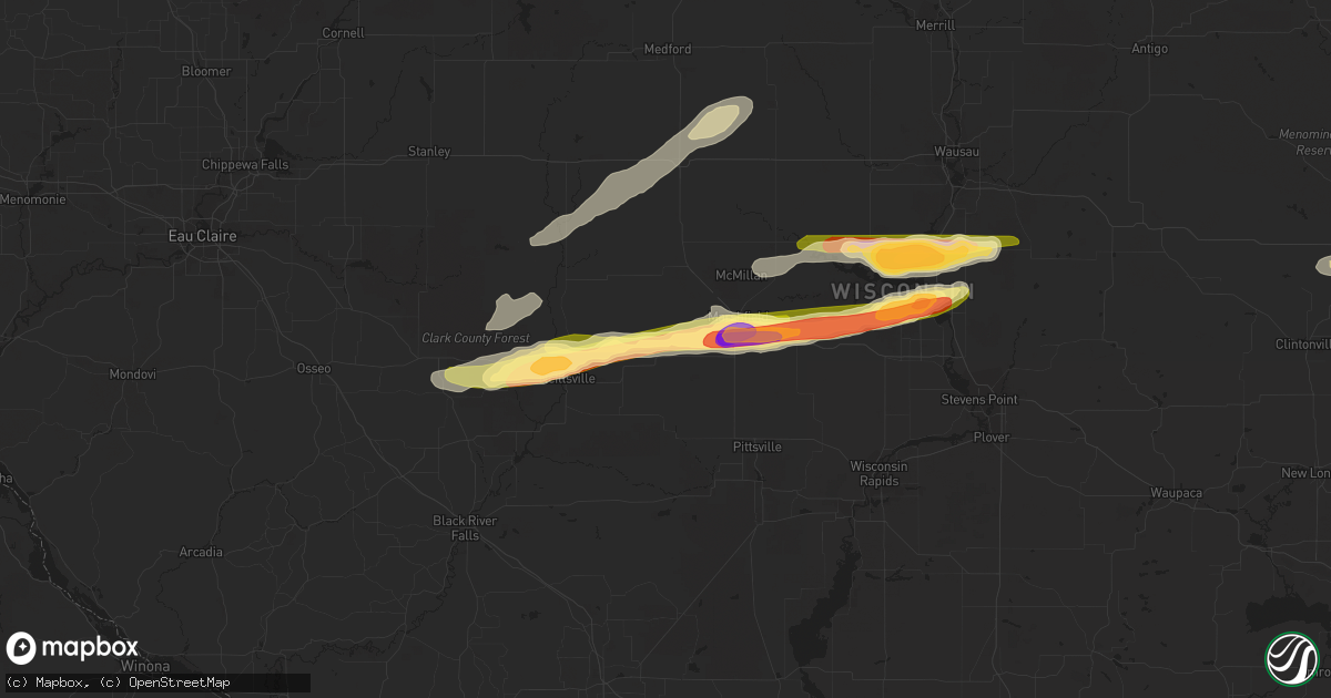 Hail map in Chili, WI on October 24, 2023