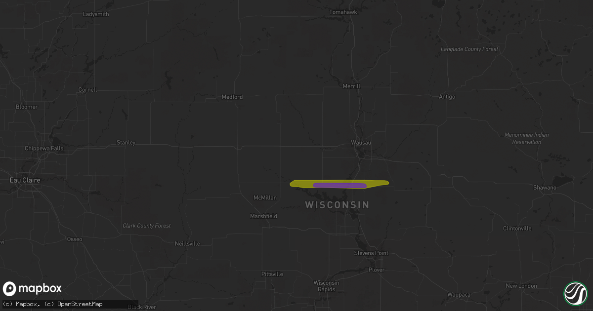 Hail map in Edgar, WI on October 24, 2023