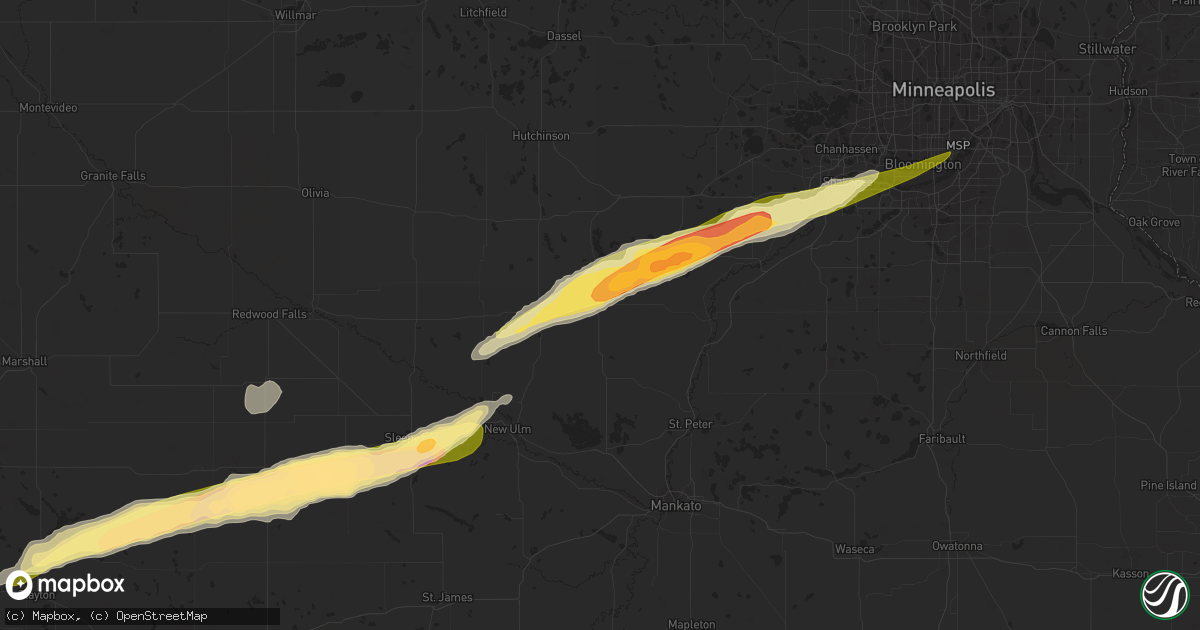 Hail map in Gaylord, MN on October 24, 2023