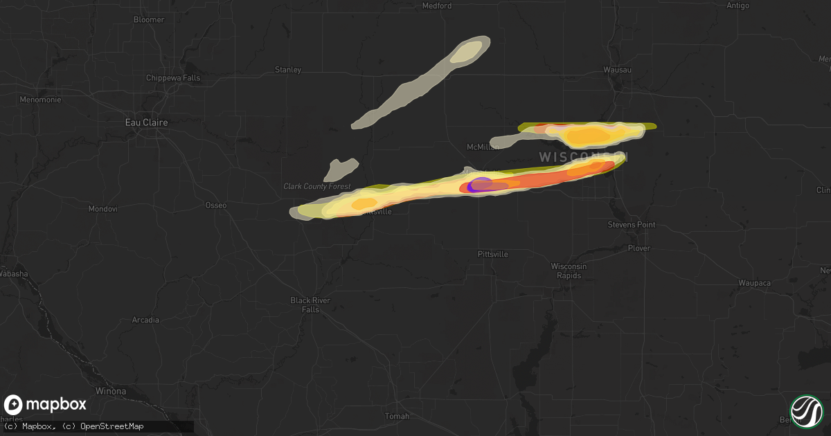 Hail map in Granton, WI on October 24, 2023