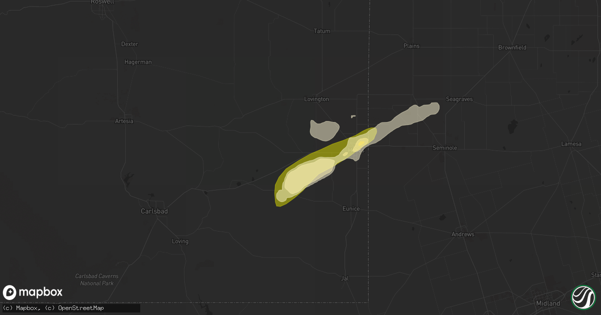 Hail map in Hobbs, NM on October 24, 2023