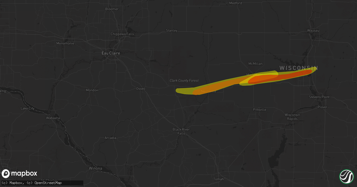 Hail map in Humbird, WI on October 24, 2023