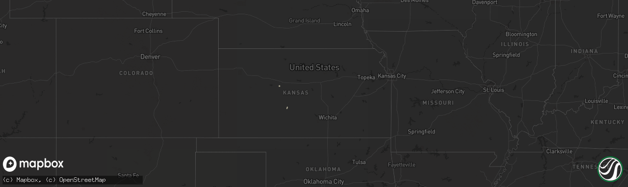 Hail map in Kansas on October 24, 2023