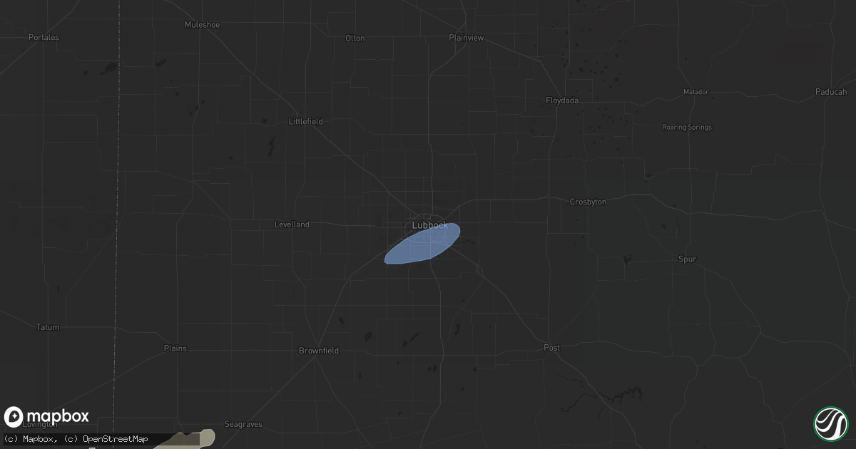 Hail map in Lubbock, TX on October 24, 2023