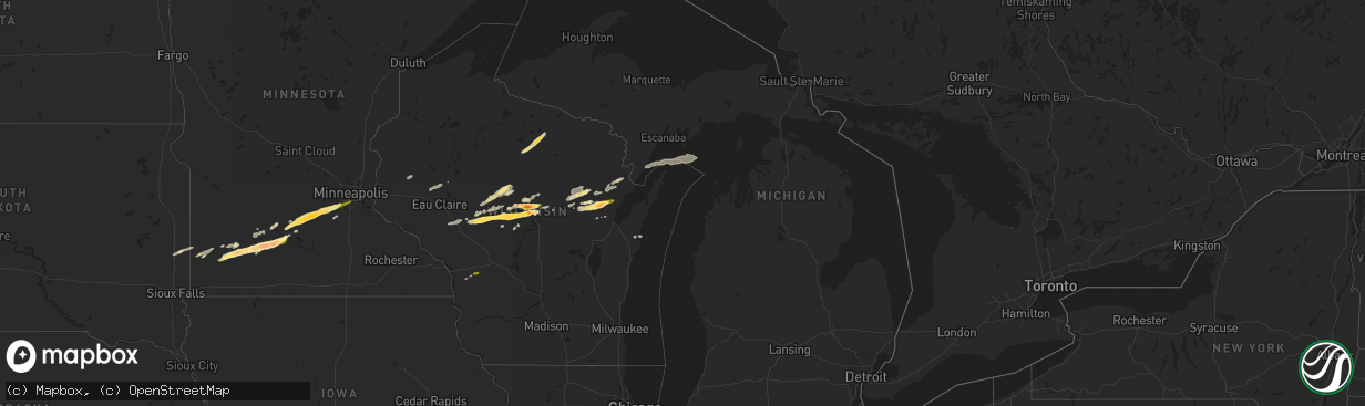 Hail map in Michigan on October 24, 2023