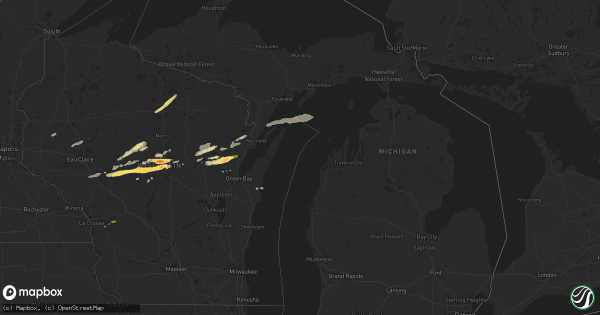 Hail map in Michigan on October 24, 2023