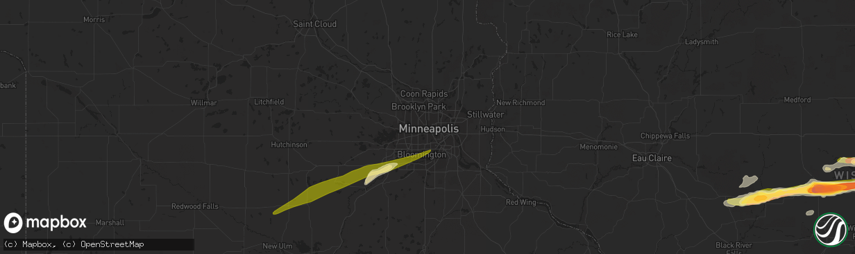 Hail map in Minneapolis, MN on October 24, 2023