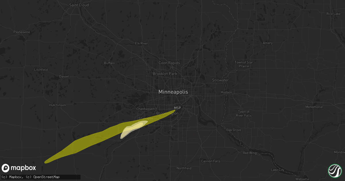 Hail map in Minneapolis, MN on October 24, 2023