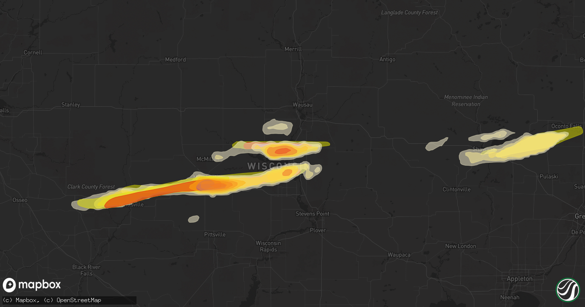 Hail map in Mosinee, WI on October 24, 2023