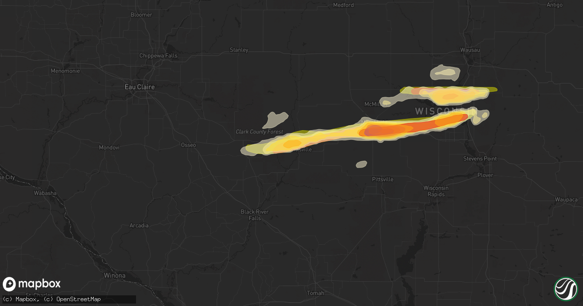 Hail map in Neillsville, WI on October 24, 2023