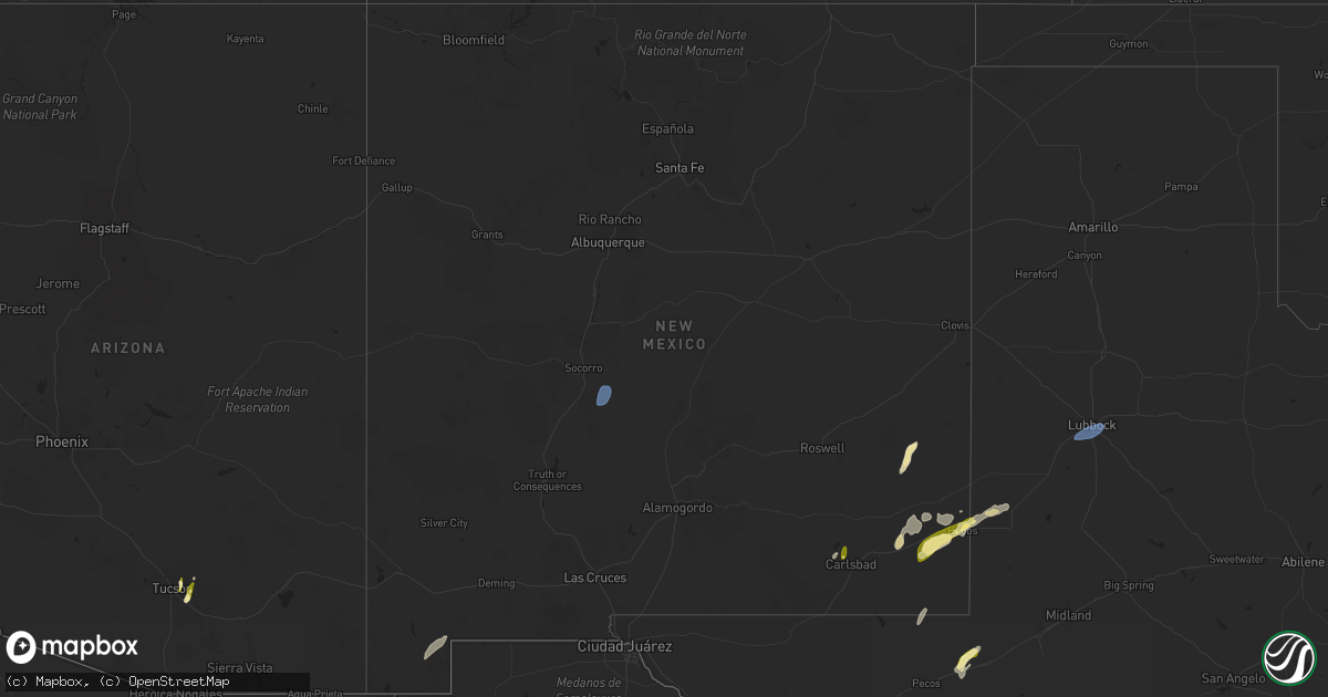 Hail map in New Mexico on October 24, 2023