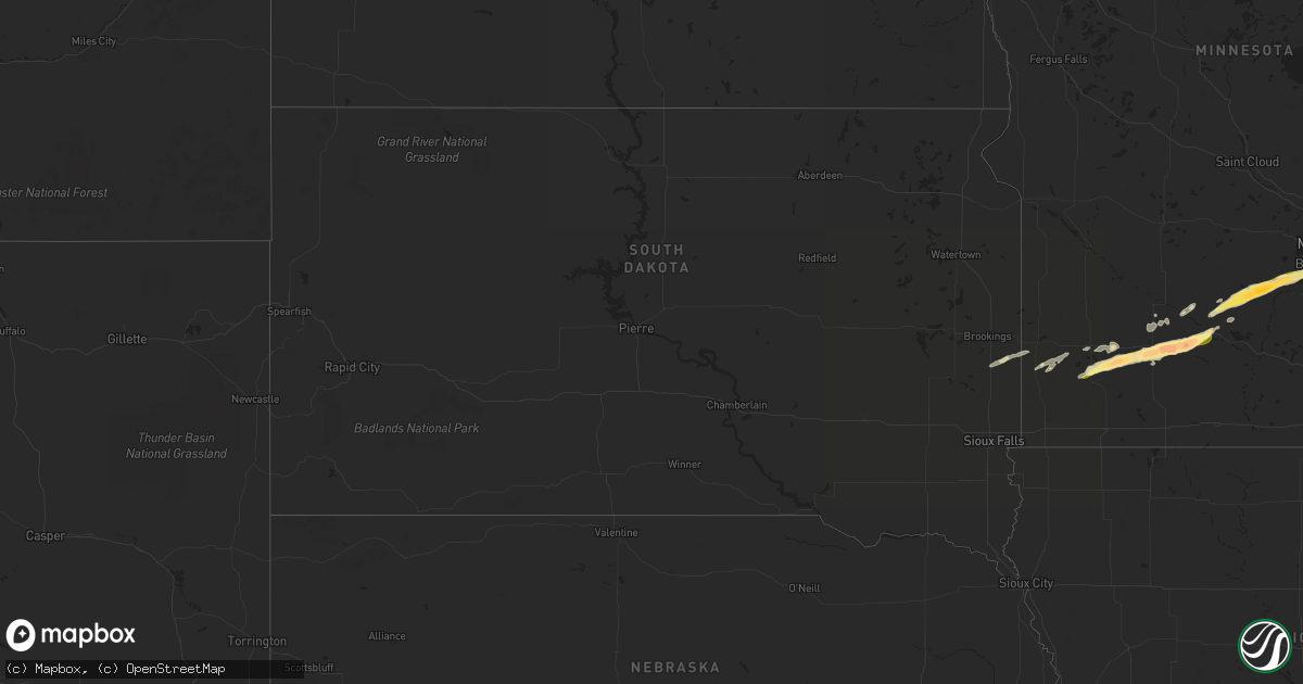 Hail map in South Dakota on October 24, 2023