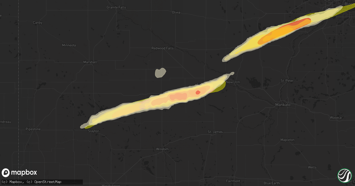 Hail map in Springfield, MN on October 24, 2023