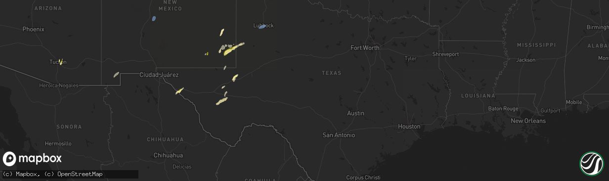 Hail map in Texas on October 24, 2023