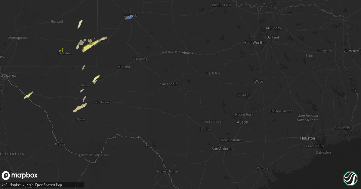 Hail map in Texas on October 24, 2023