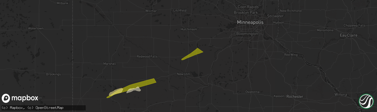Hail map in Winthrop, MN on October 24, 2023