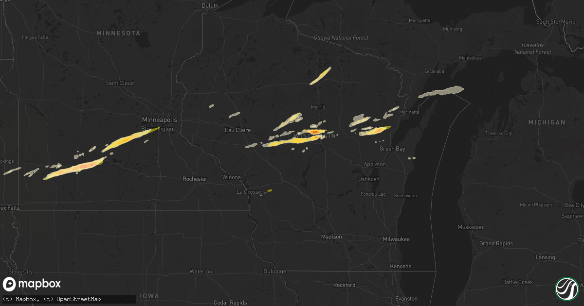 Hail map in Wisconsin on October 24, 2023