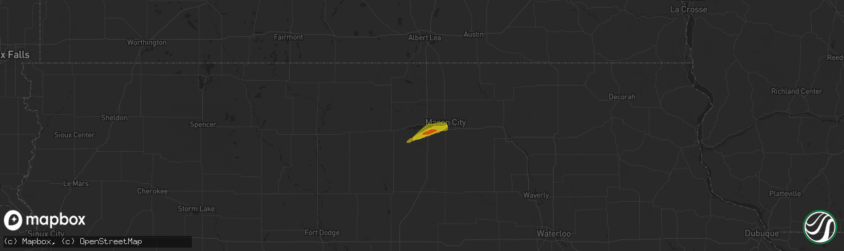 Hail map in Clear Lake, IA on October 24, 2024