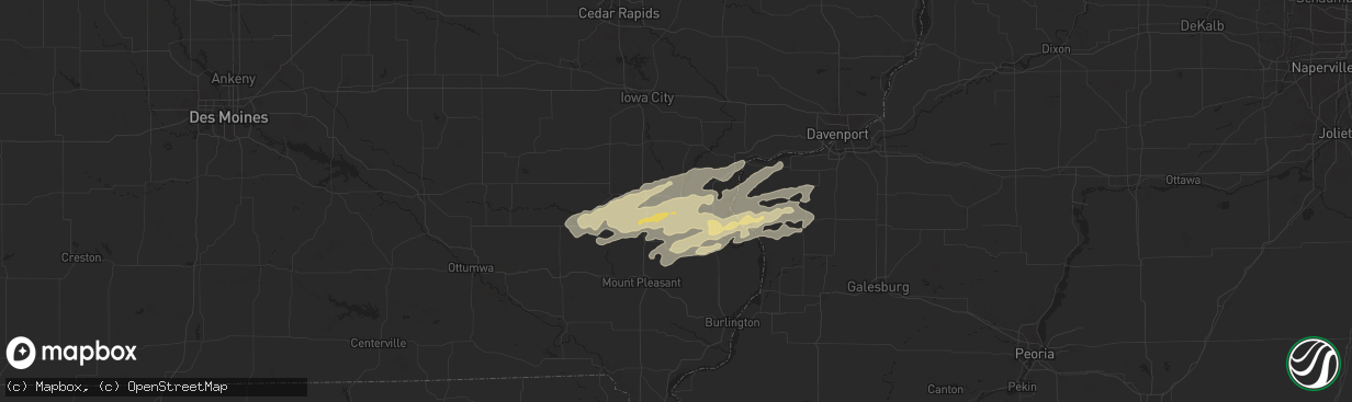 Hail map in Columbus Junction, IA on October 24, 2024