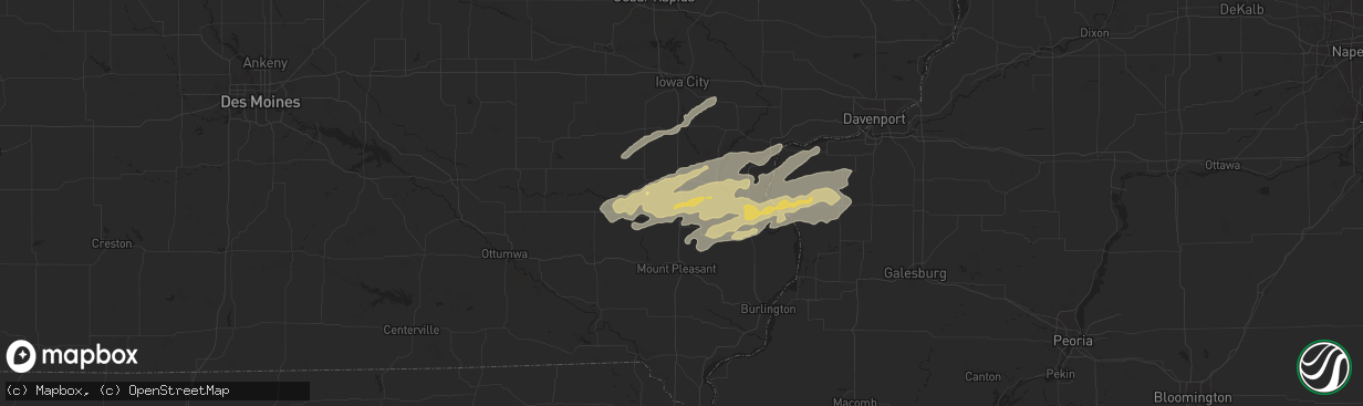 Hail map in Crawfordsville, IA on October 24, 2024