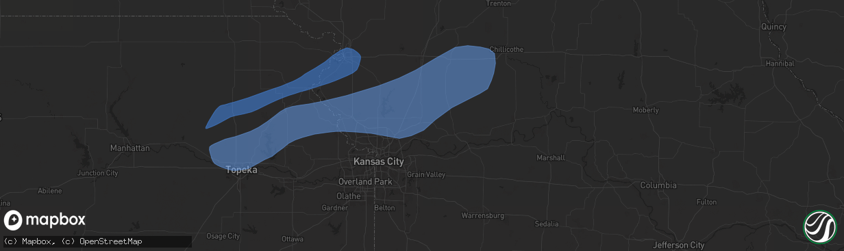 Hail map in Excelsior Springs, MO on October 24, 2024