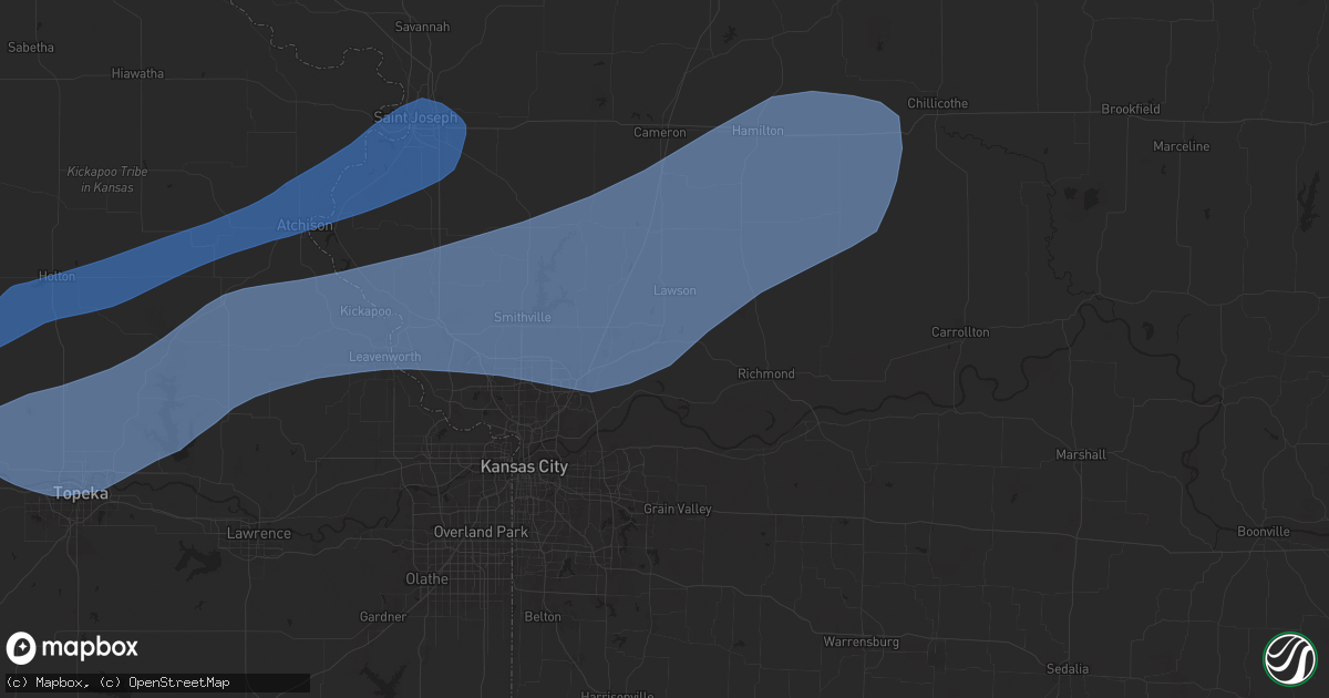 Hail map in Excelsior Springs, MO on October 24, 2024
