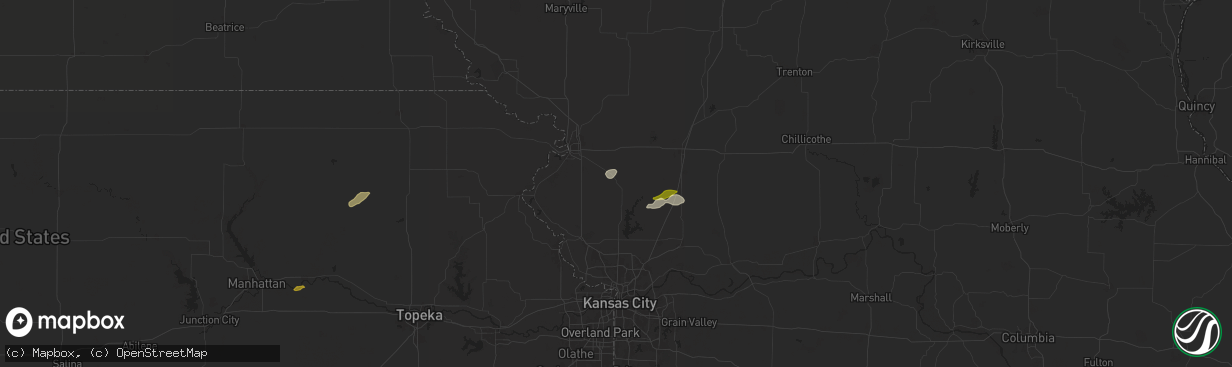 Hail map in Gower, MO on October 24, 2024