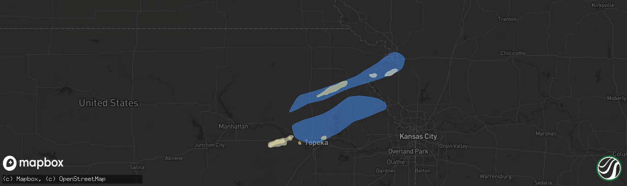 Hail map in Holton, KS on October 24, 2024