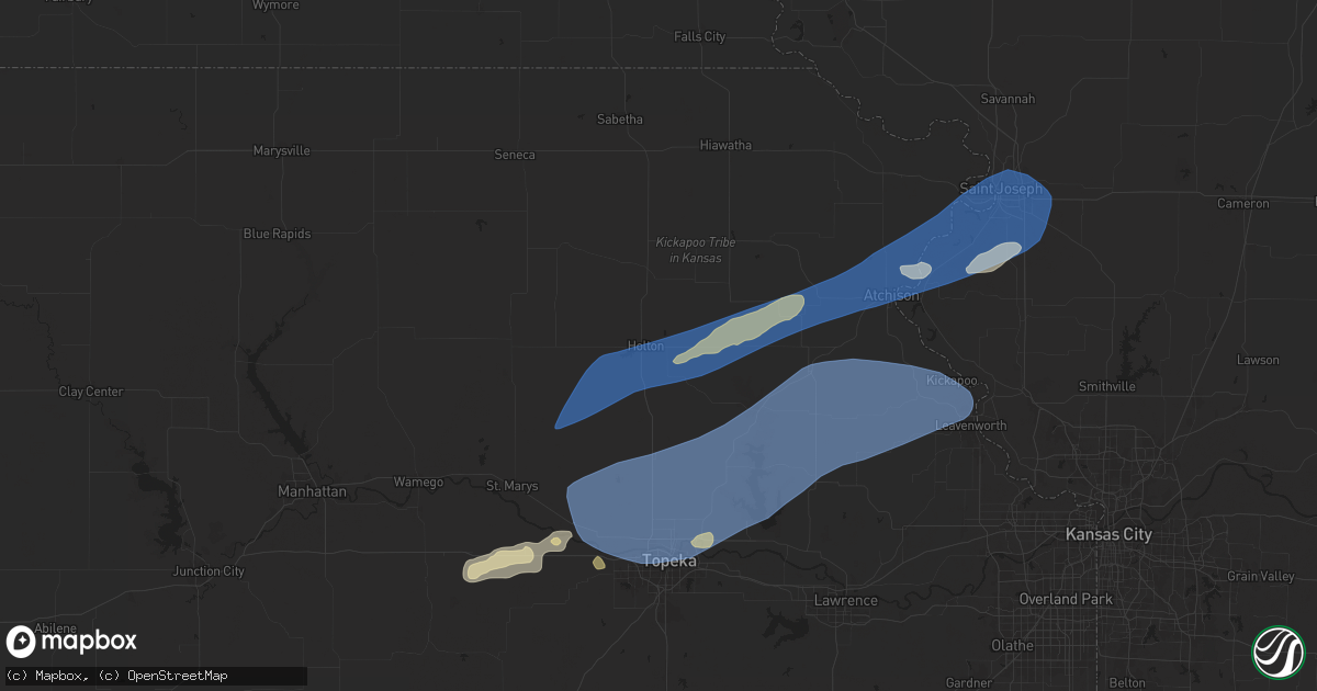 Hail map in Holton, KS on October 24, 2024