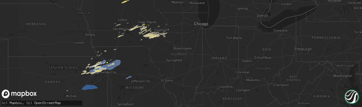 Hail map in Illinois on October 24, 2024