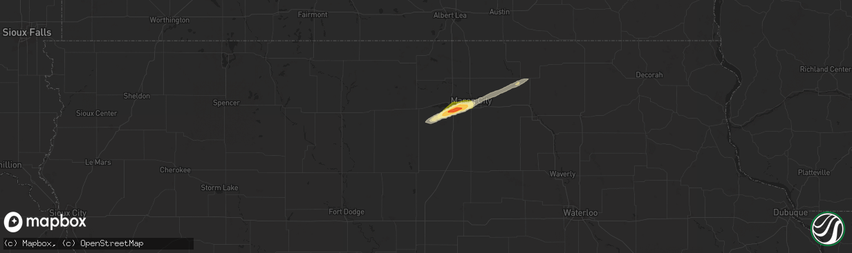 Hail map in Klemme, IA on October 24, 2024