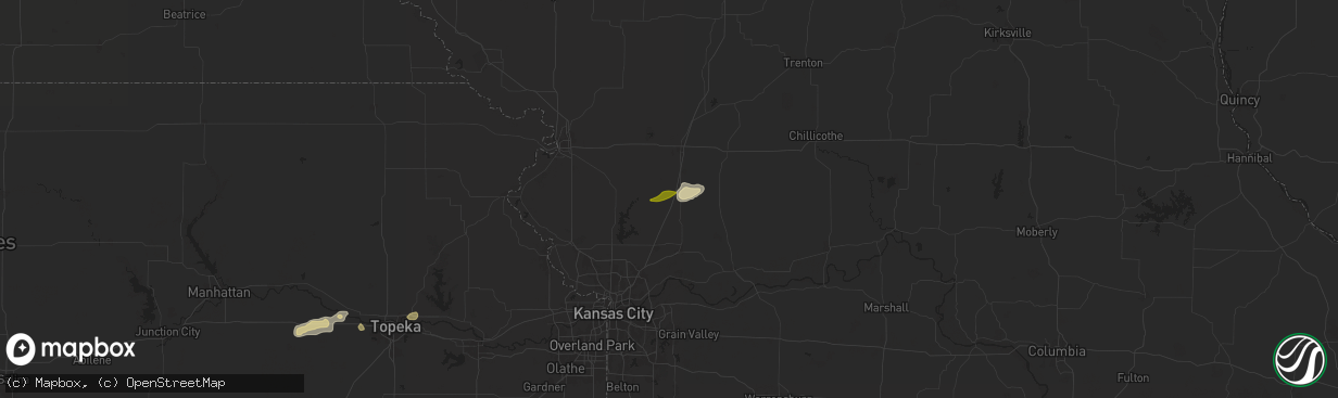 Hail map in Lathrop, MO on October 24, 2024