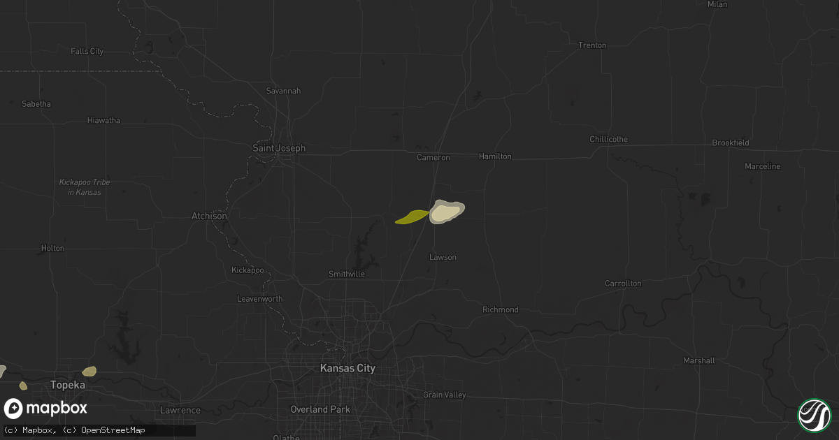 Hail map in Lathrop, MO on October 24, 2024