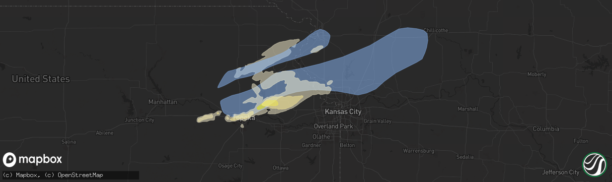 Hail map in Leavenworth, KS on October 24, 2024