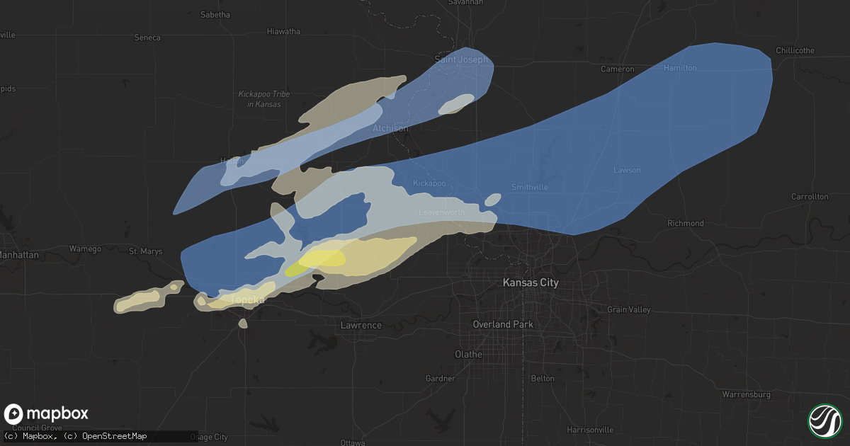 Hail map in Leavenworth, KS on October 24, 2024