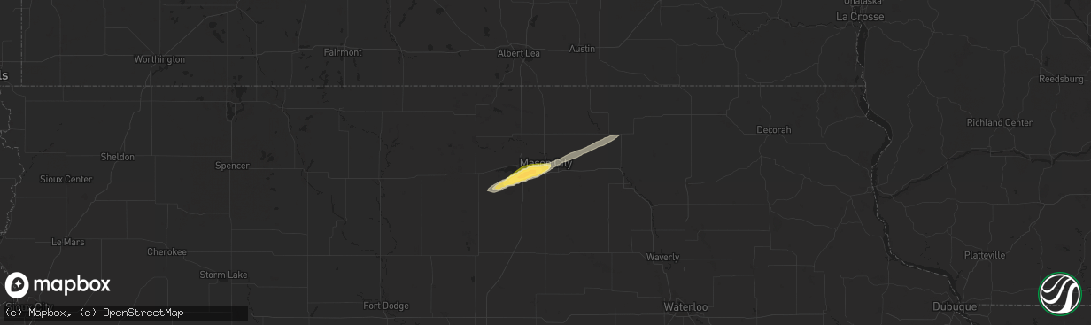 Hail map in Mason City, IA on October 24, 2024