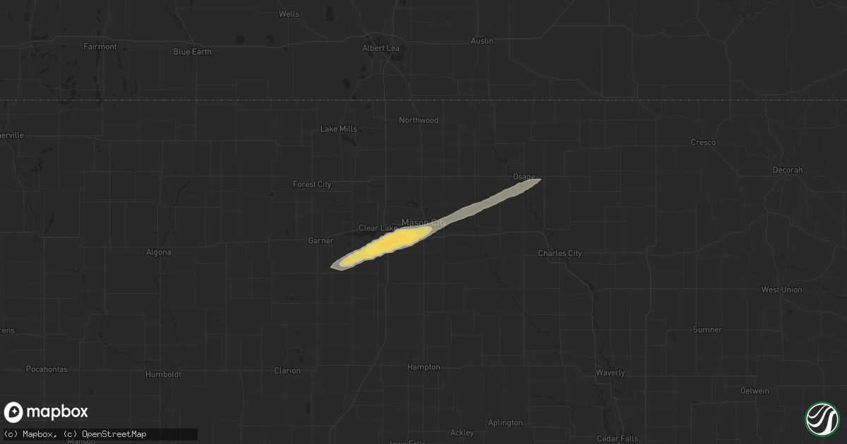 Hail map in Mason City, IA on October 24, 2024