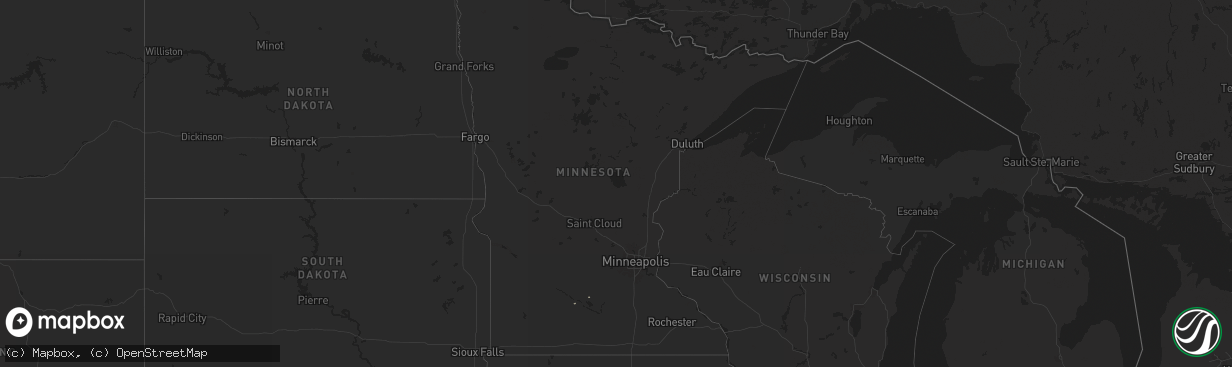 Hail map in Minnesota on October 24, 2024