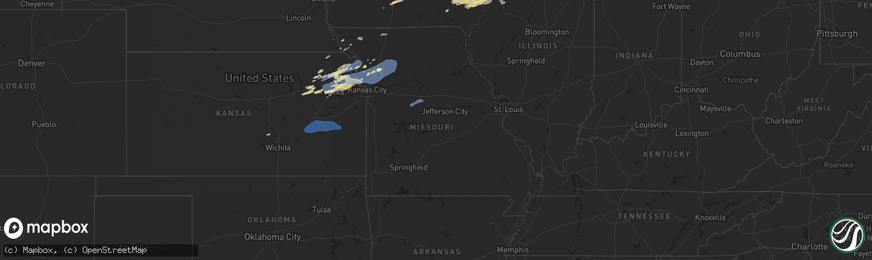 Hail map in Missouri on October 24, 2024