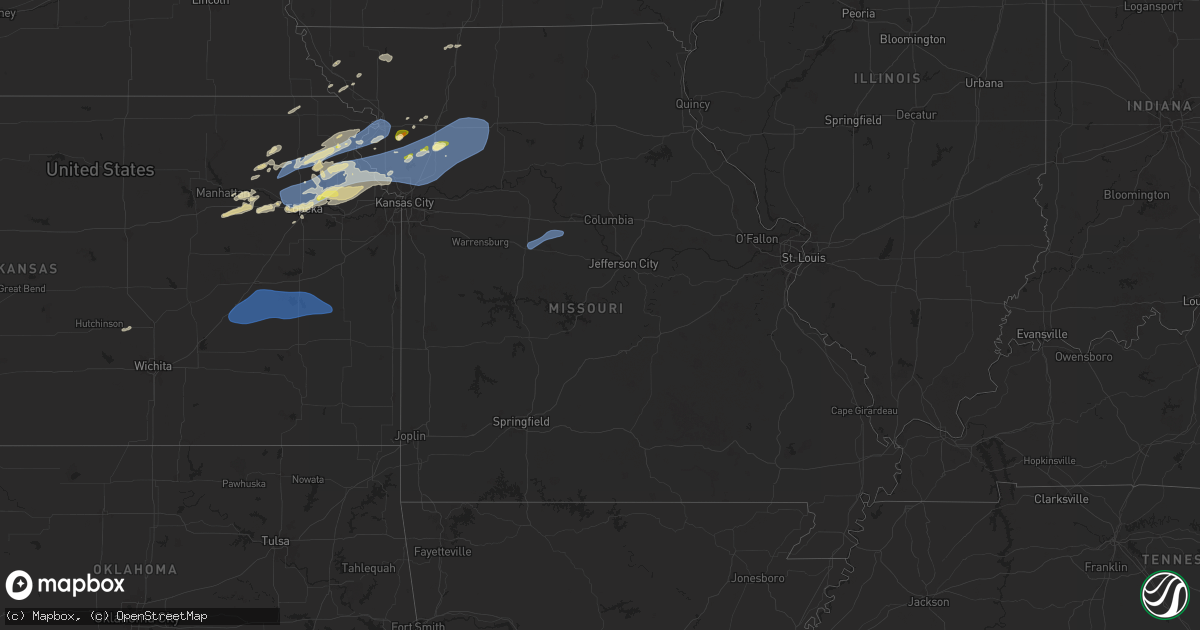 Hail map in Missouri on October 24, 2024